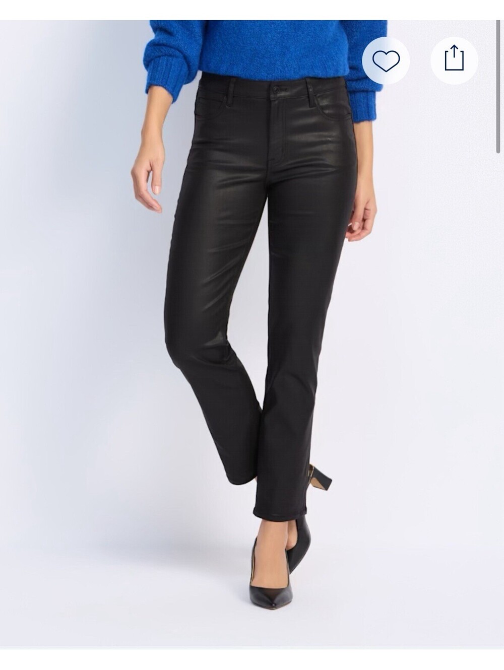 Studio Blue Mid Rise Black Coated Straight Jean Sz 14 32 NWOT